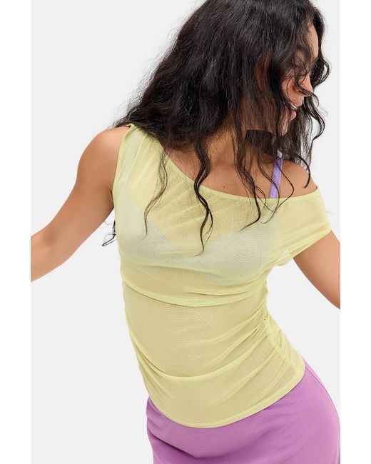 Motel Yellow Green Tanjiro Mesh Top