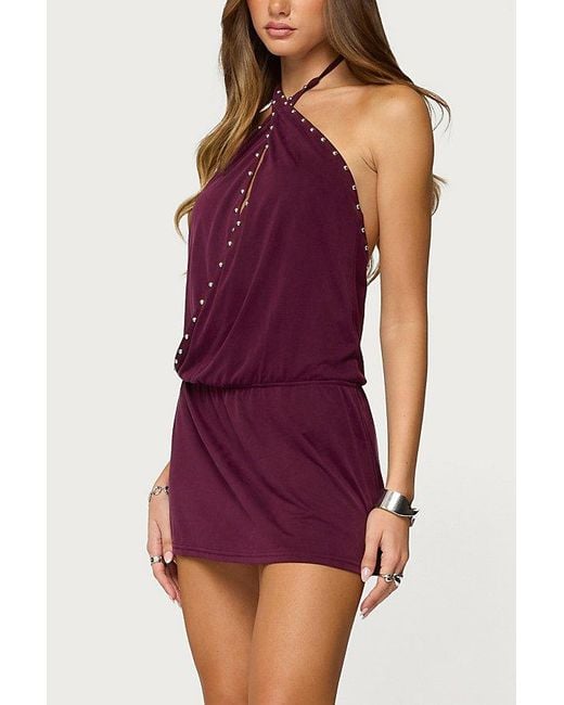 black dress backless Studded Cutout Backless Mini Dress – edikted