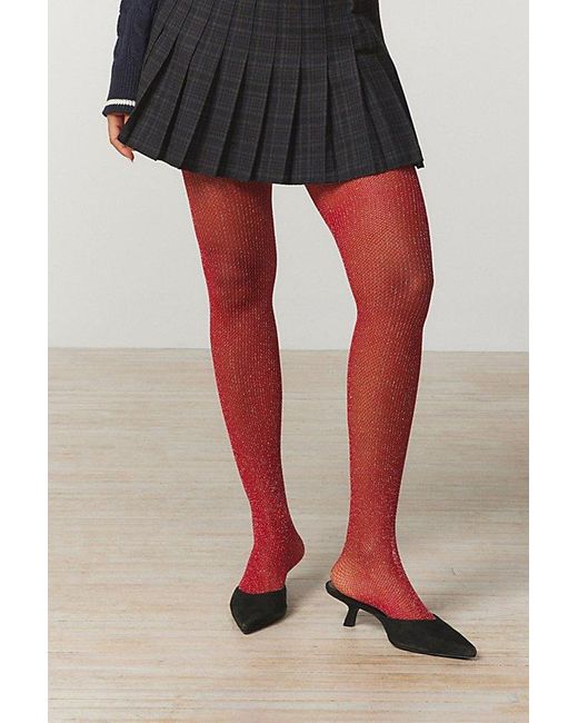 Urban Outfitters Black Uo Glitter Ribbed Tights
