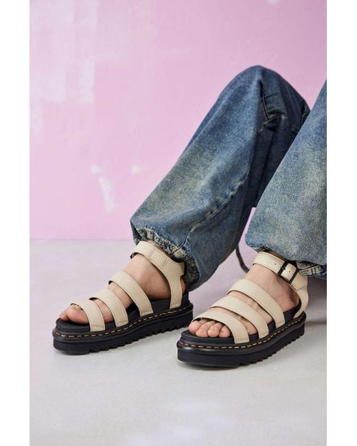 Dr. Martens Blaire Pisa Beige Leather Sandals in Natural | Lyst UK