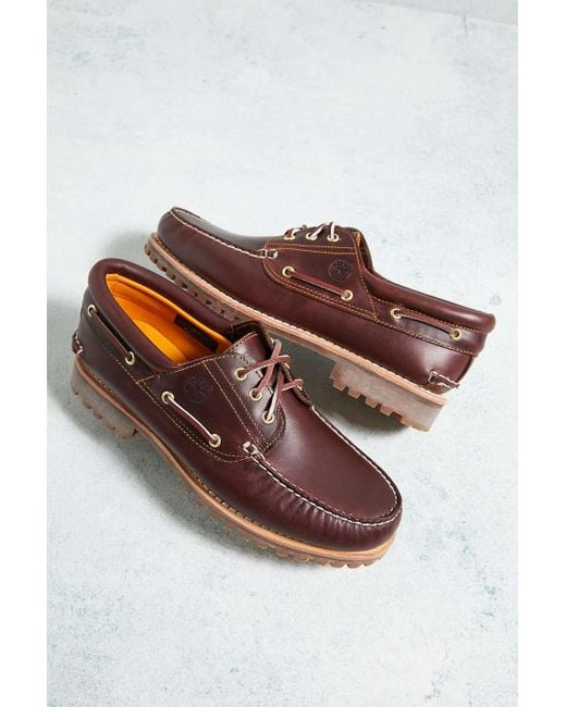 Timberland Brown Burgundy Full Grain Leather 3-eyelet Lug Boat Shoes for men