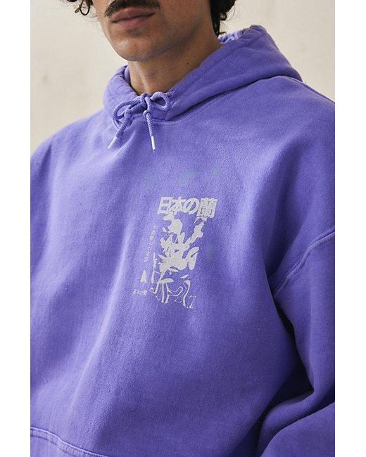 Urban Outfitters Purple Uo Japanese Floral Hoodie Sweatshirt for men