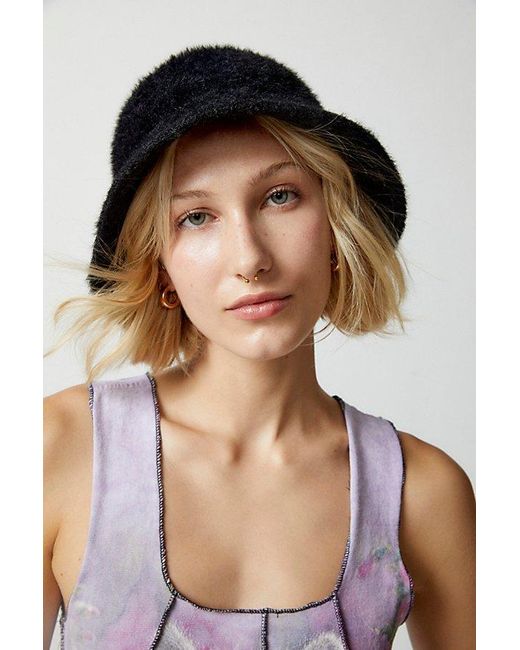 Urban Outfitters Black Cassie Fuzzy Bucket Hat