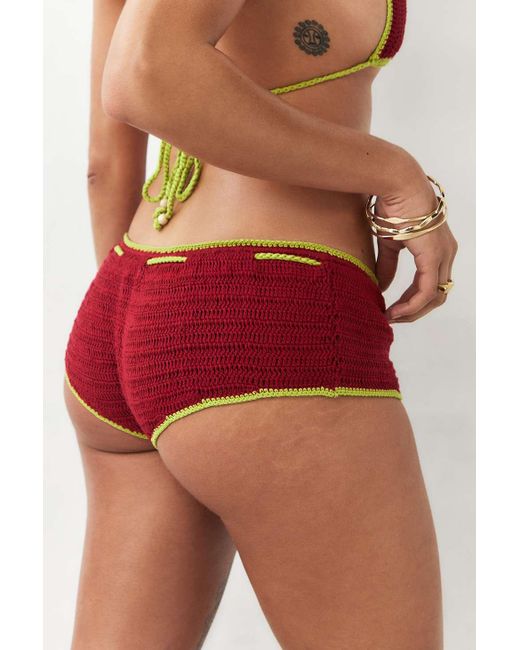 Out From Under Red Miley Knit Bikini Shorts