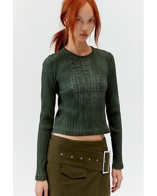 Urban Outfitters Green Divine Senses Ribbed Long Sleeve Tee
