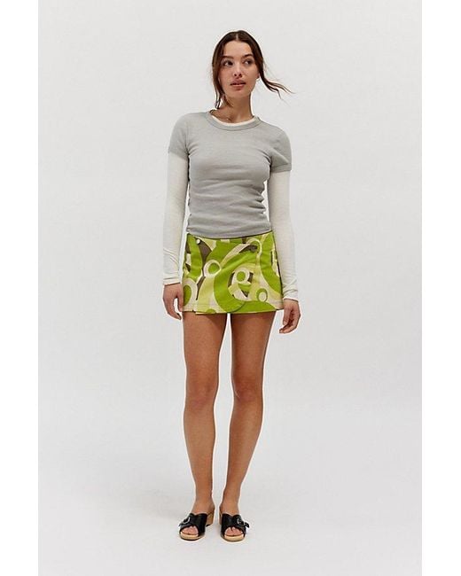 BDG Green Harlow Micro Mini Denim Wrap Skirt