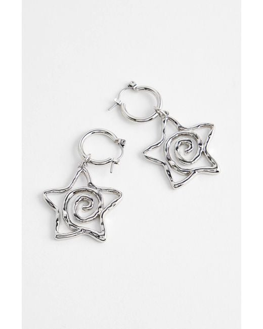 Urban Outfitters Metallic Uo Swirl Star Hoops