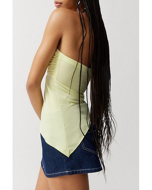 Urban Outfitters Green Uo Y2K Asymmetrical Ruching Tube Top