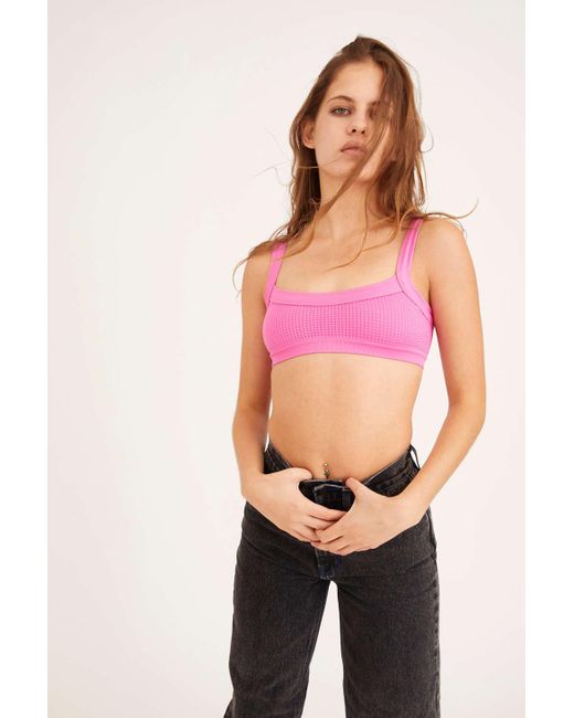 Out From Under Pink Waffle Knit Bralette