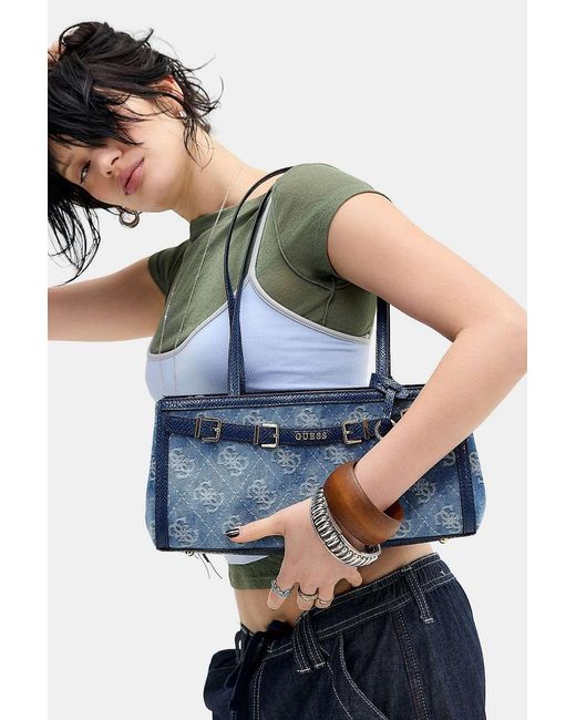 Guess Blue Dovie Denim Shoulder Bag