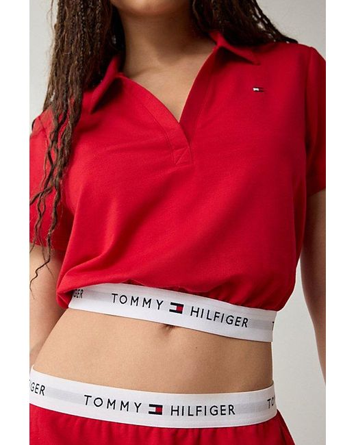 Out From Under,Tommy Hilfiger Red Out From Under X Tommy Hilfiger Cropped Polo Top