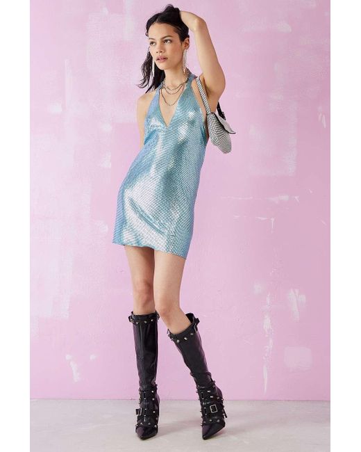 Amy Lynn Pink Blue Chainmail Mini Dress