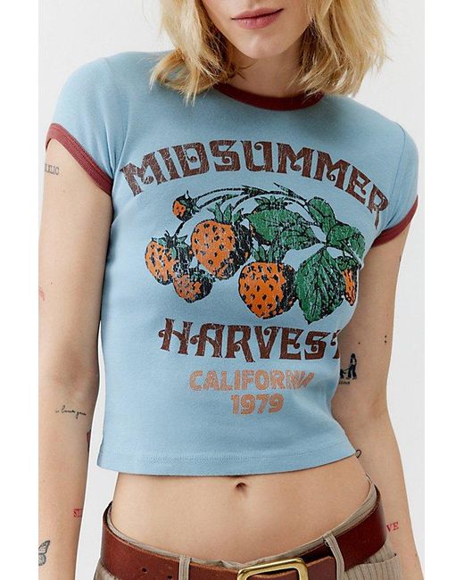 Urban Outfitters Blue Midsummer Harvest Ringer Baby Tee Jacket