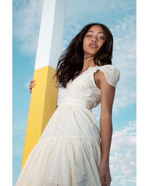 Urban Outfitters Uo Wild Daisy Eyelet Tie back Midi Dress Lyst