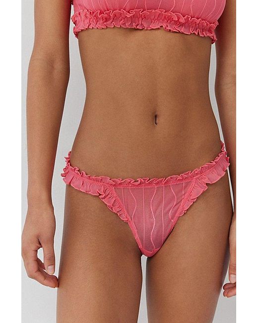 Out From Under Red Make Waves Ruffle G-String Thong
