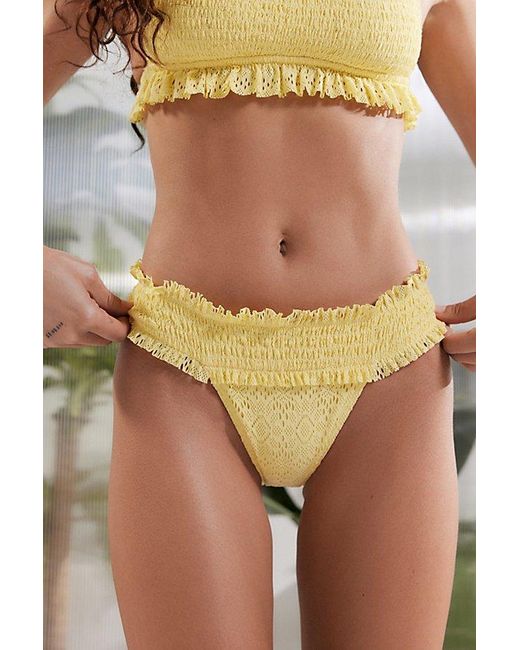 Out From Under Brown Beach Picnic Smocked Bikini Bottom