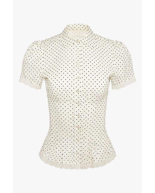 WeWoreWhat Natural Cinched Button Up Top