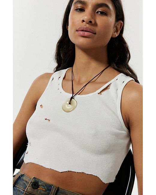 Urban Outfitters White Cat Eye Pendant Corded Necklace