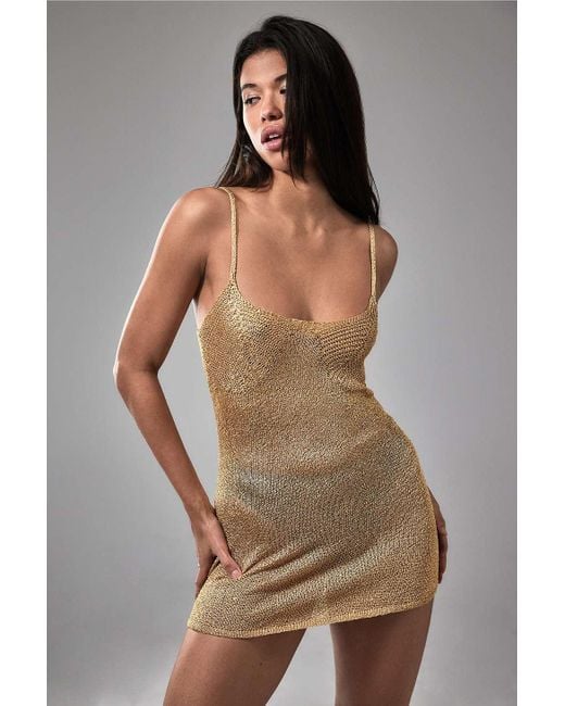 Urban Outfitters Brown Uo Alexa Sequin Knit 90s Mini Dress