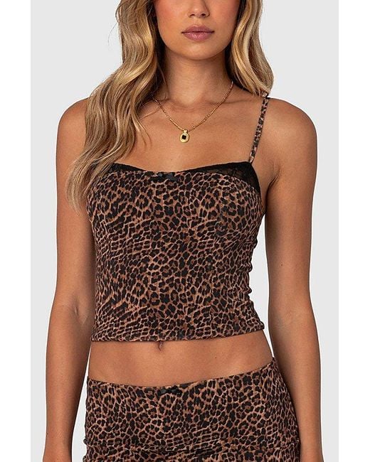 Edikted Black Edin Leopard Print Mesh Bra Top