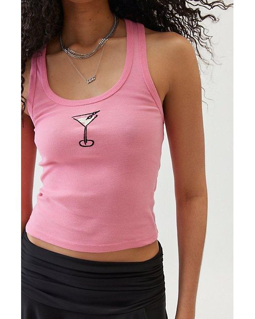 Urban Outfitters Pink Martini Embroidered Tank Top