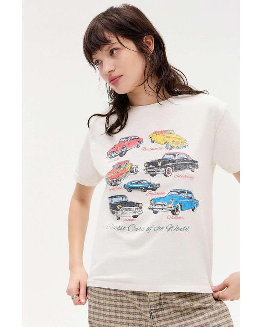 Urban Outfitters White Uo Vintage Car Chart Relaxed T-shirt