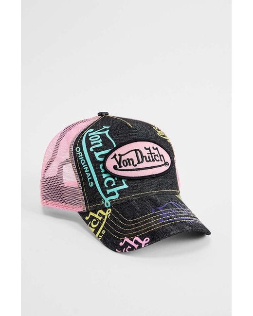 Von Dutch Multicolor Logo Denim Trucker Cap At Urban Outfitters