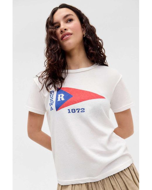 Urban Outfitters White Uo Flag Hemp Relaxed T-shirt