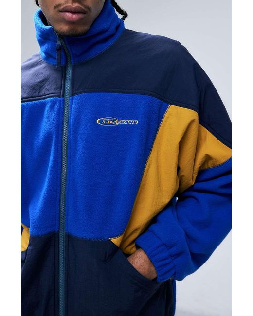 iets frans Blue & Yellow Retro Fleece Jacket for men