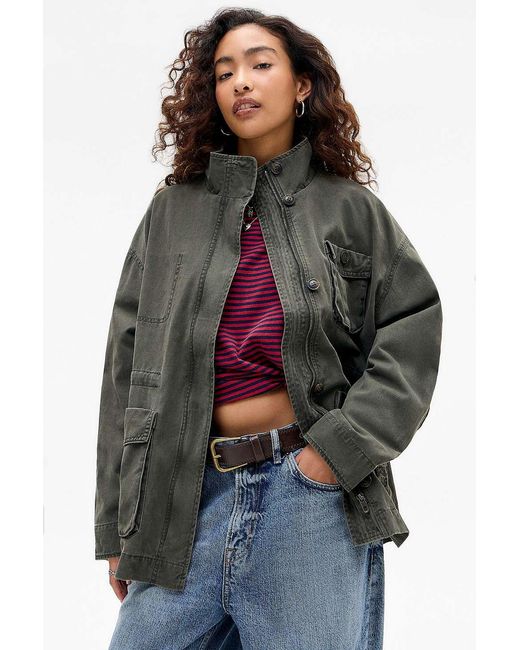 BDG Green Stamped Utility Parka Jacket