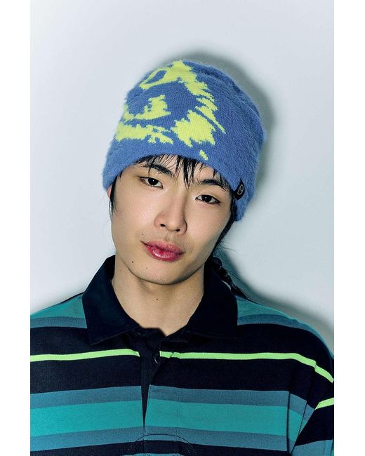 No Problemo Blue Smiley Knit Beanie for men