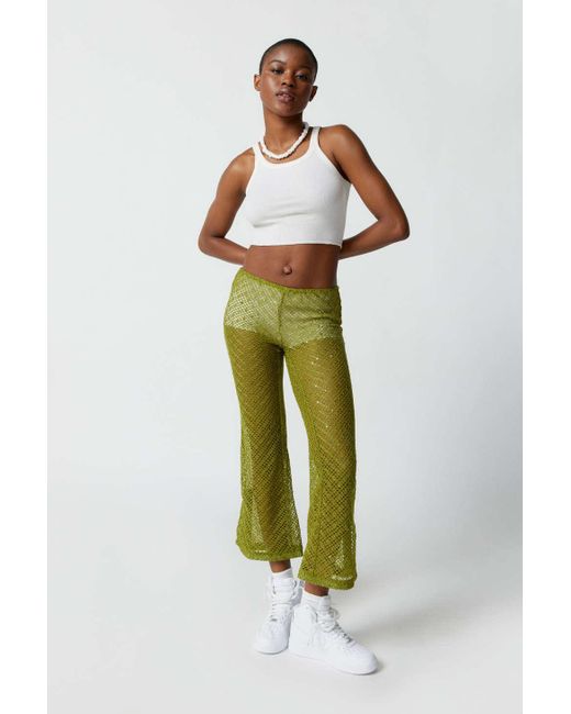 Urban Outfitters Uo Siren Sheer Netted Pant in Green | Lyst
