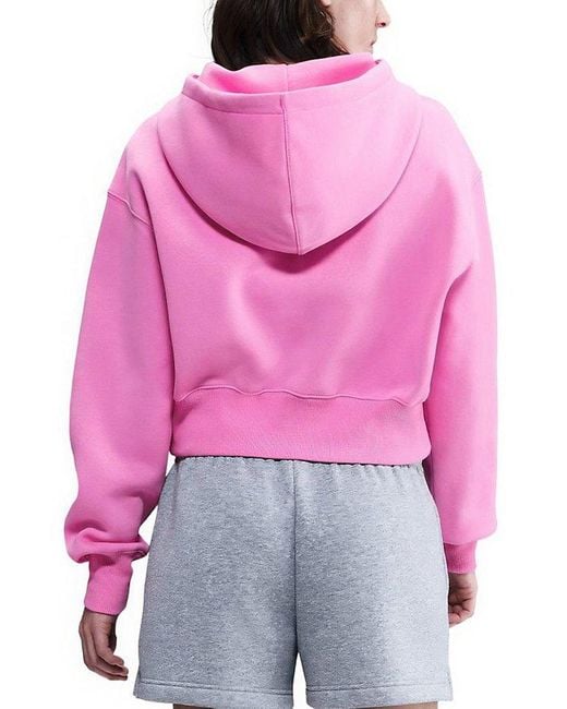 Nike Pink Sportswear Phoenix Fleece Cropped Full-Zip Hoodie Sweatshirt