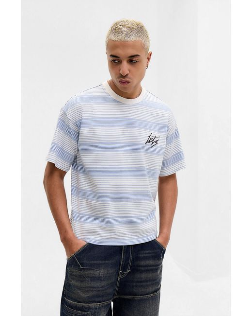 iets frans White Blue Shadow Stripe T-shirt for men