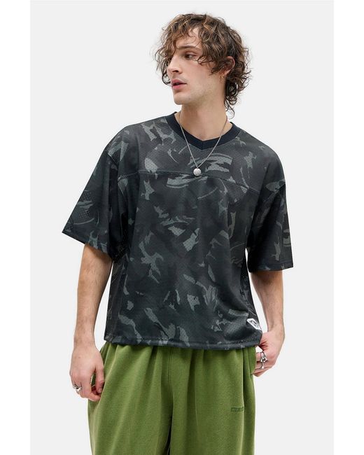 iets frans Green Black Camo Airtex Short Sleeve T-shirt for men