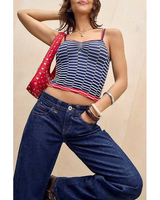 Out From Under Blue Ruched Front Textured Cami