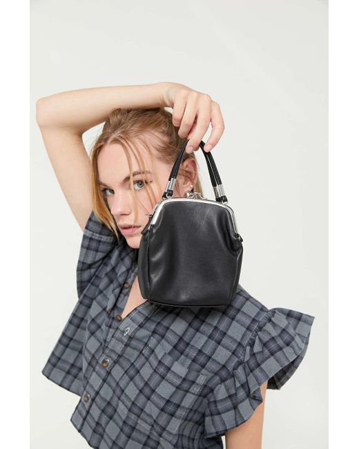 Urban Outfitters Black Sammi Double Kiss Lock Crossbody Bag