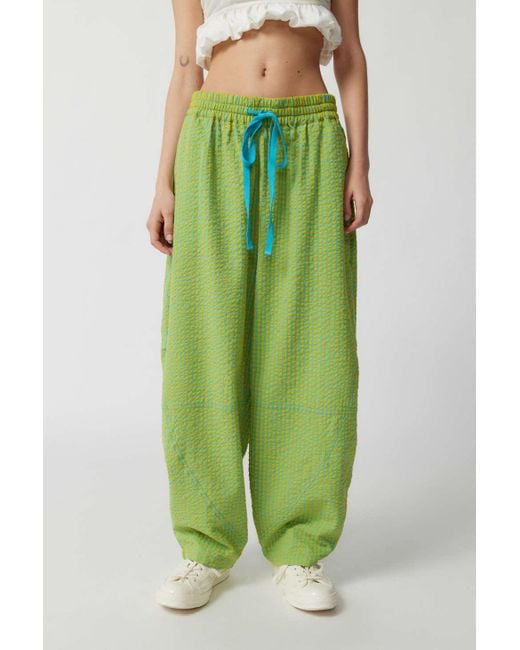 Urban Outfitters Green Uo Jay Gingham Wide Leg Pant