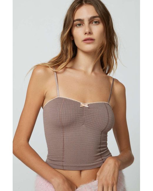 Out From Under Gray Fifi Seamless Waffle Cami In Taupe,at Urban Outfitters