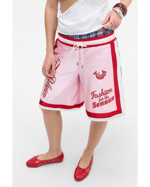 True Religion Red Sporty Contrast Basketball Shorts