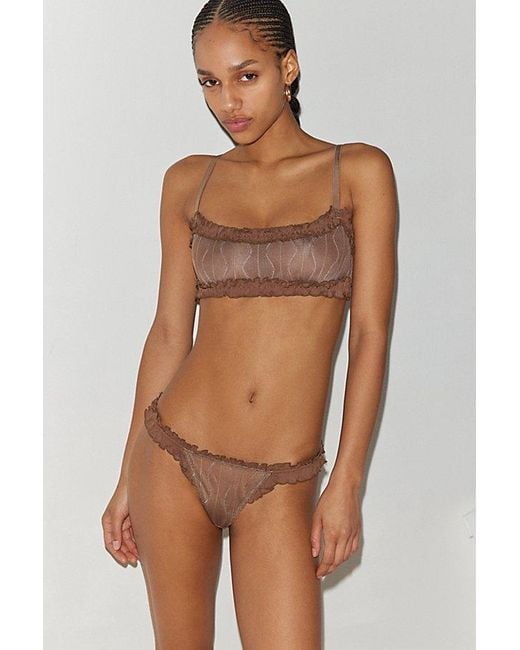 Out From Under Brown Make Waves Ruffle G-String Thong