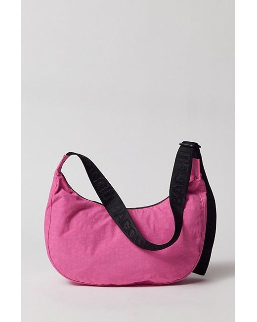 Baggu Pink Medium Nylon Crescent Bag