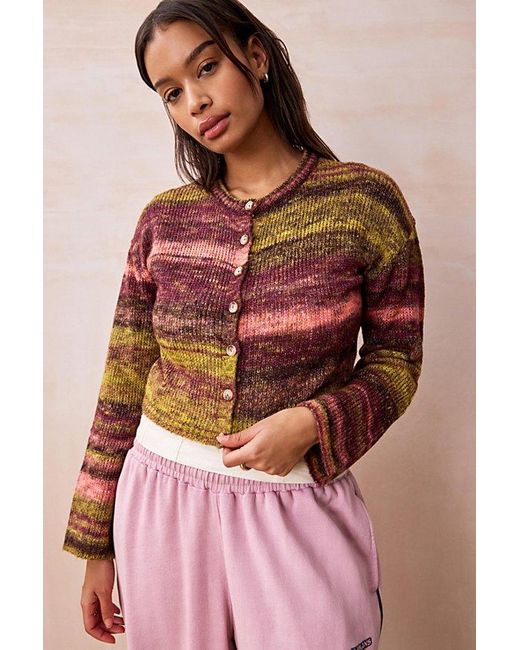 Urban Outfitters Red Uo Space-Dye Cropped Cardigan