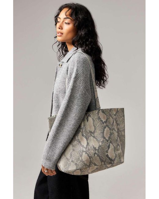 Urban Outfitters Gray Uo Snake-print Leather Tote Bag