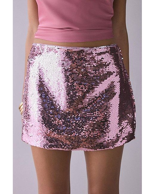 Glamorous Pink Sequin Low-Rise Mini Skirt