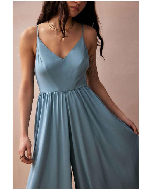 Urban Outfitters Blue Uo Molly Cupro Culotte Jumpsuit