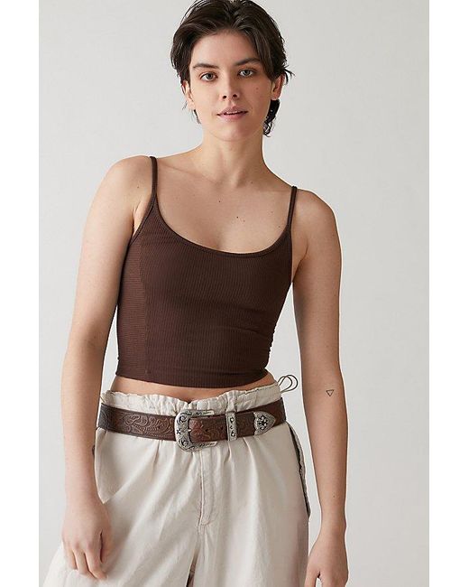 Urban Outfitters Brown Uo Cabana Cropped Cami