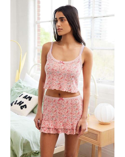 Out From Under Pink Floral Pointelle Cami