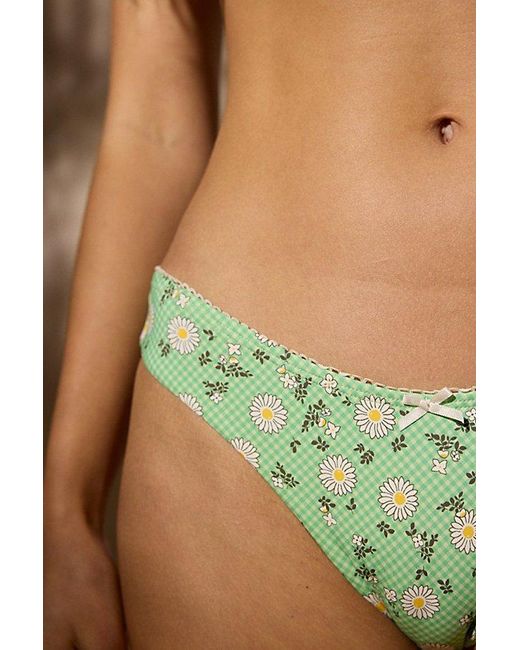 Out From Under Green Salma Printed Low-Rise Hipster Bikini Bottom