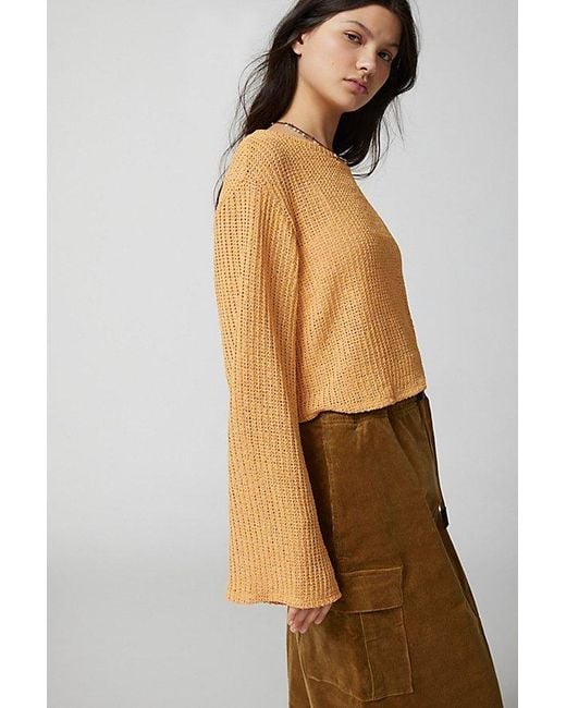 Urban Renewal Yellow Remnants Loose Knit Drippy Sweater